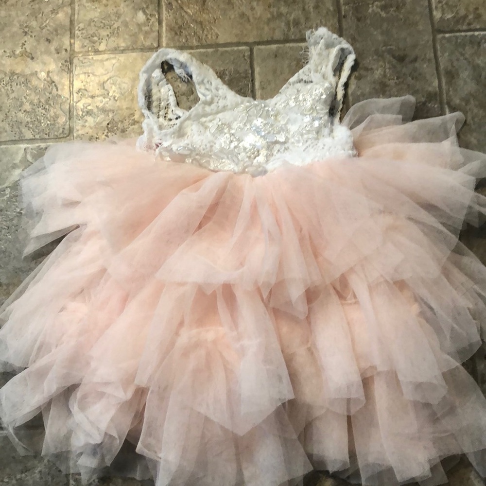 Pink and white dress